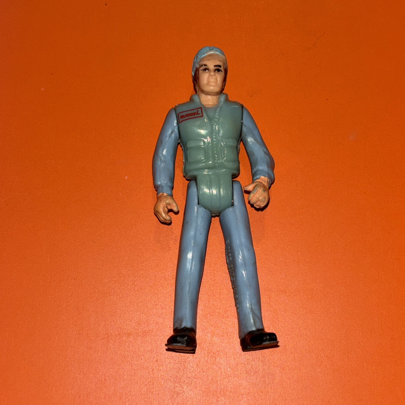 Vintage Buddy L Corp Bus Driver Mechanic 1980s Action Figure 2.75&Prime; Blue Jumpsuit
