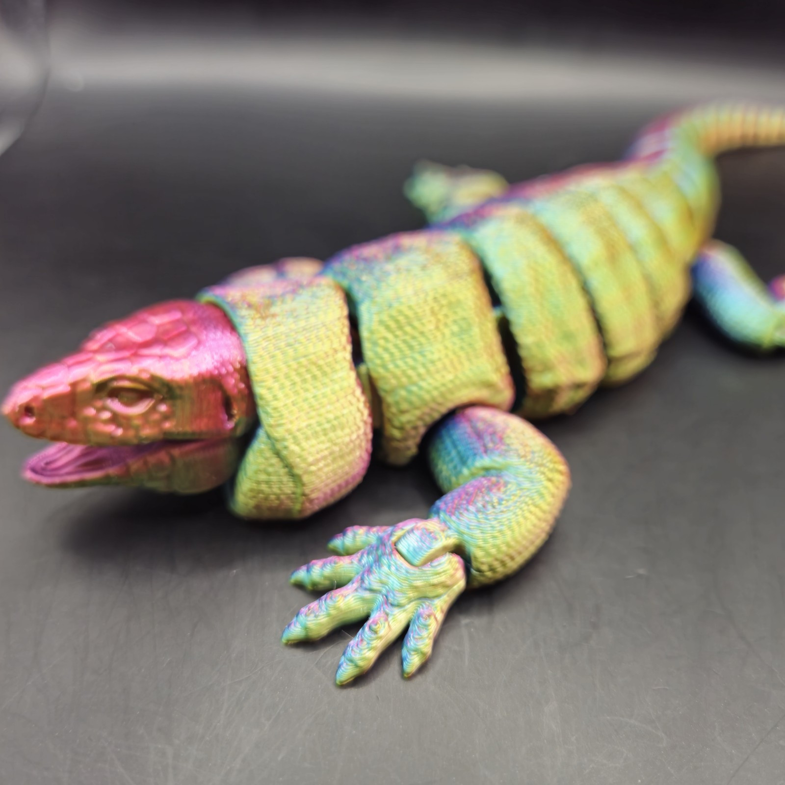 Tegu Lizard Articulated Figure 3D Printed Collectable Multi Color 10&Prime;