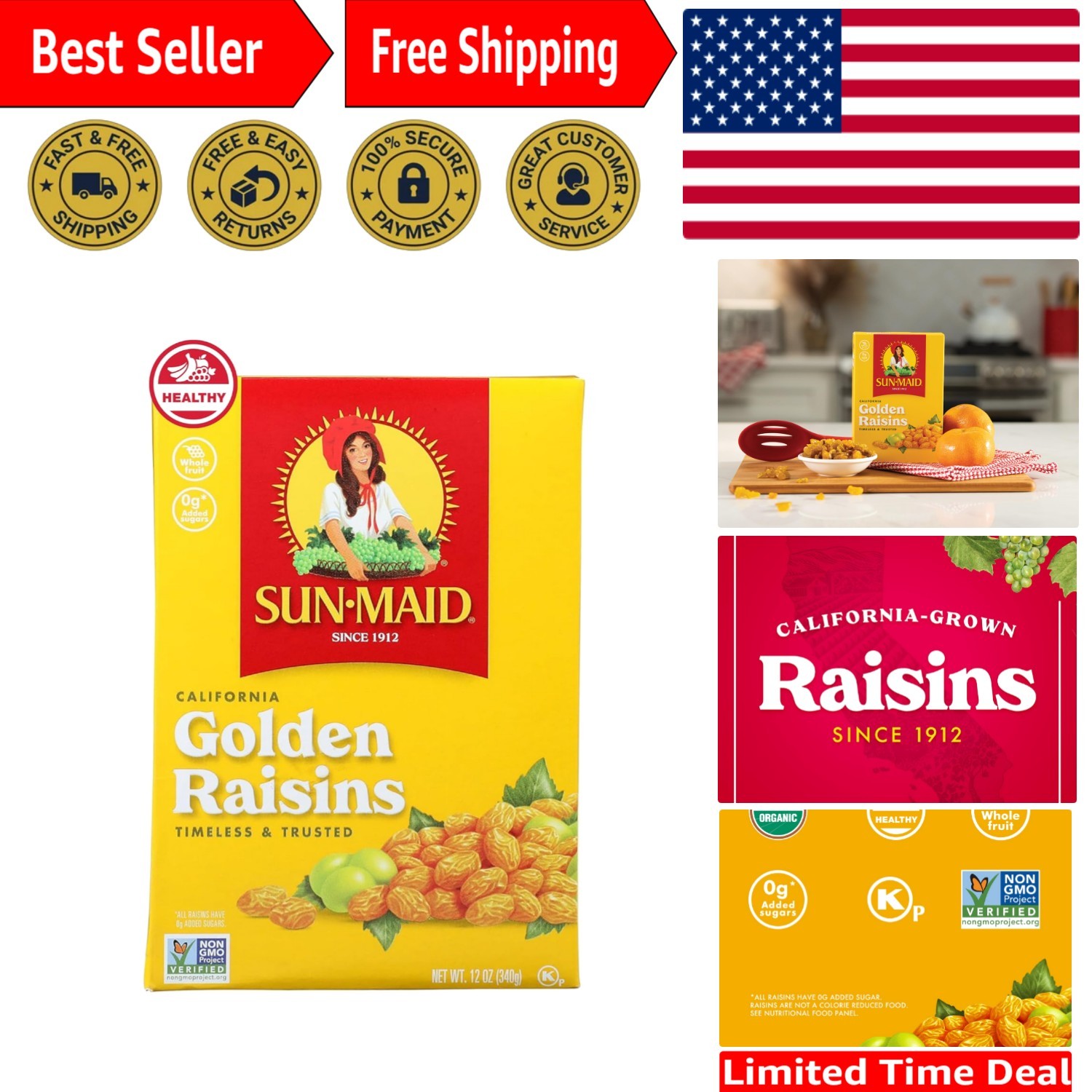 Convenient 12 oz Golden Raisins Box – Perfect for Lunches and Baking Delight
