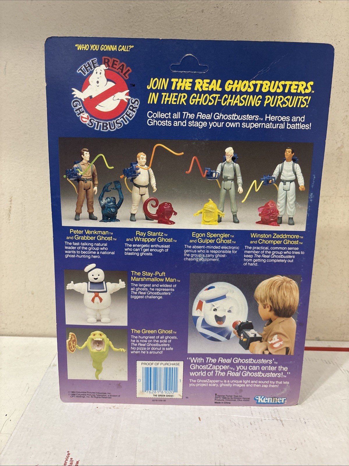 Real Ghostbusters Green Ghost Slimer 1986 NEW ON CARD UNPUNCHED WOW