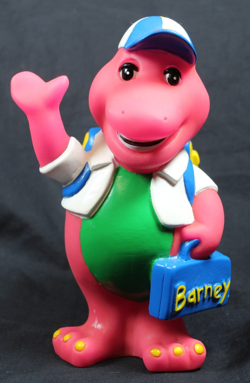 Vtg 1992 Lyons Group 7&Prime; Barney Purple Dinosaur Coin Piggy Bank Back to School