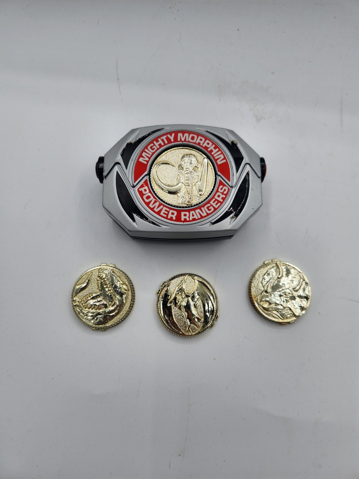 1991 Mighty Morphin Power Rangers Handheld Coin Morpher MMPR Bandai W/ 4 Coins