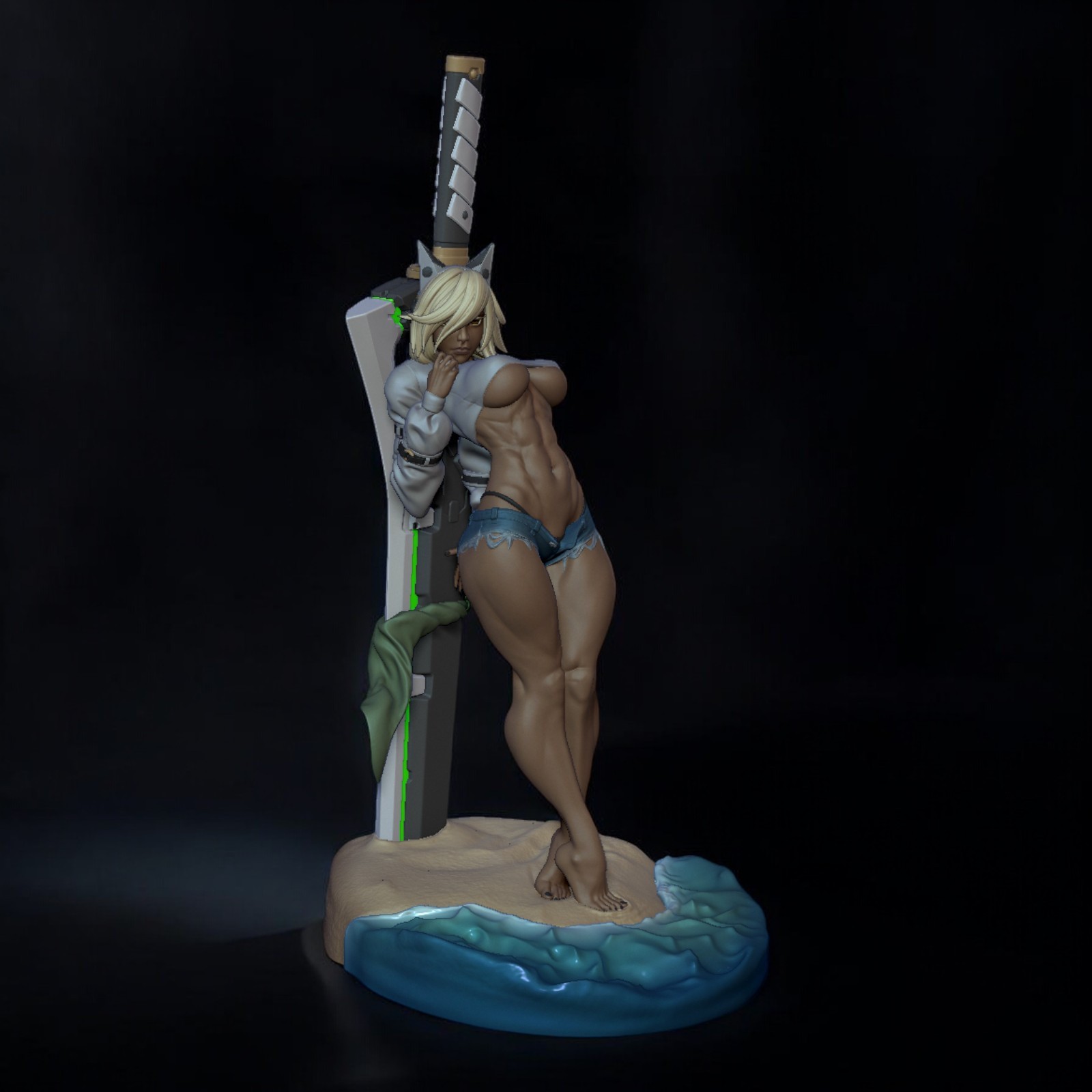 Fanart Figure Ramlethal Valentine airbrush painted 9.8 inch Adult 17+