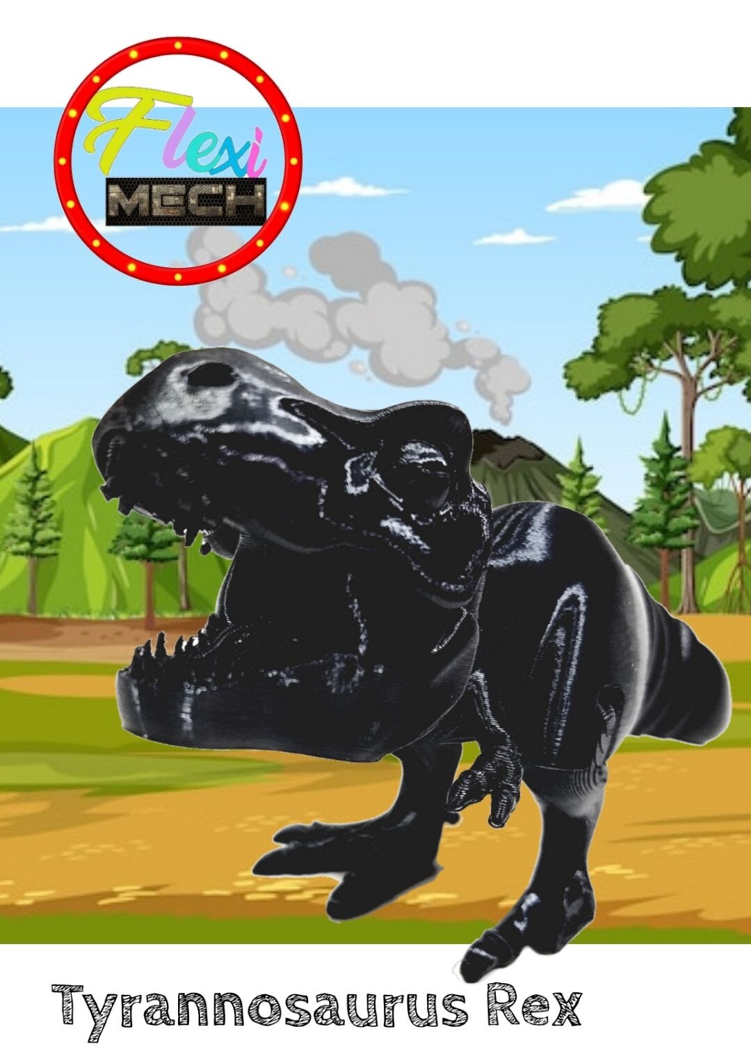 Flexi-Mech Jurrasic T-Rex Tyranosaurus Rex Articulated Mechanical 3d Printed Toy