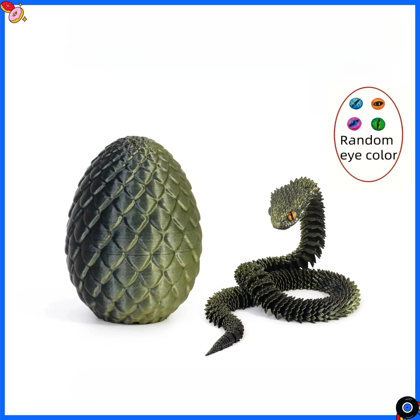 3D Printed Snake Egg with Flexible Inner Hinge Animal Toy, Movable Joint Surpris