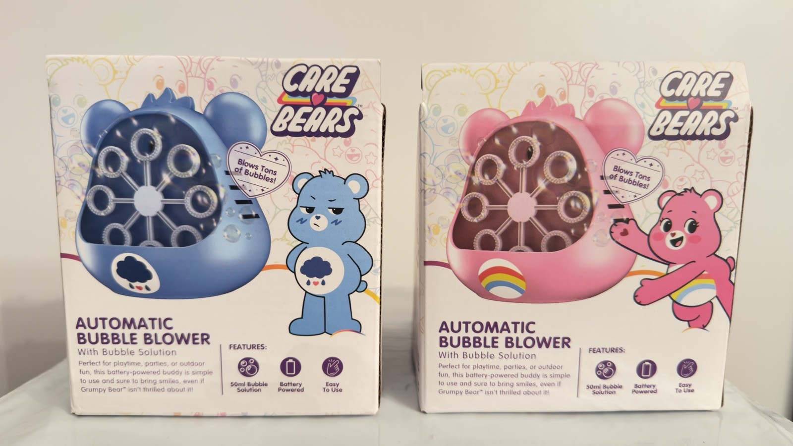 Care Bears Grumpy & Cheer Bear Automatic Bubble Blower New In Box With Bubbles