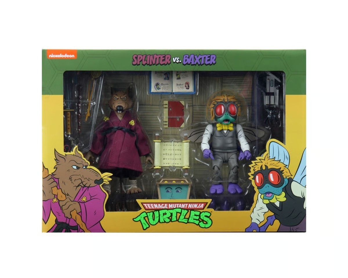 TEENAGE MUTANT NINJA TURTLES – SPLINTER VS BAXTER ACTION FIGURE SET BY NECA