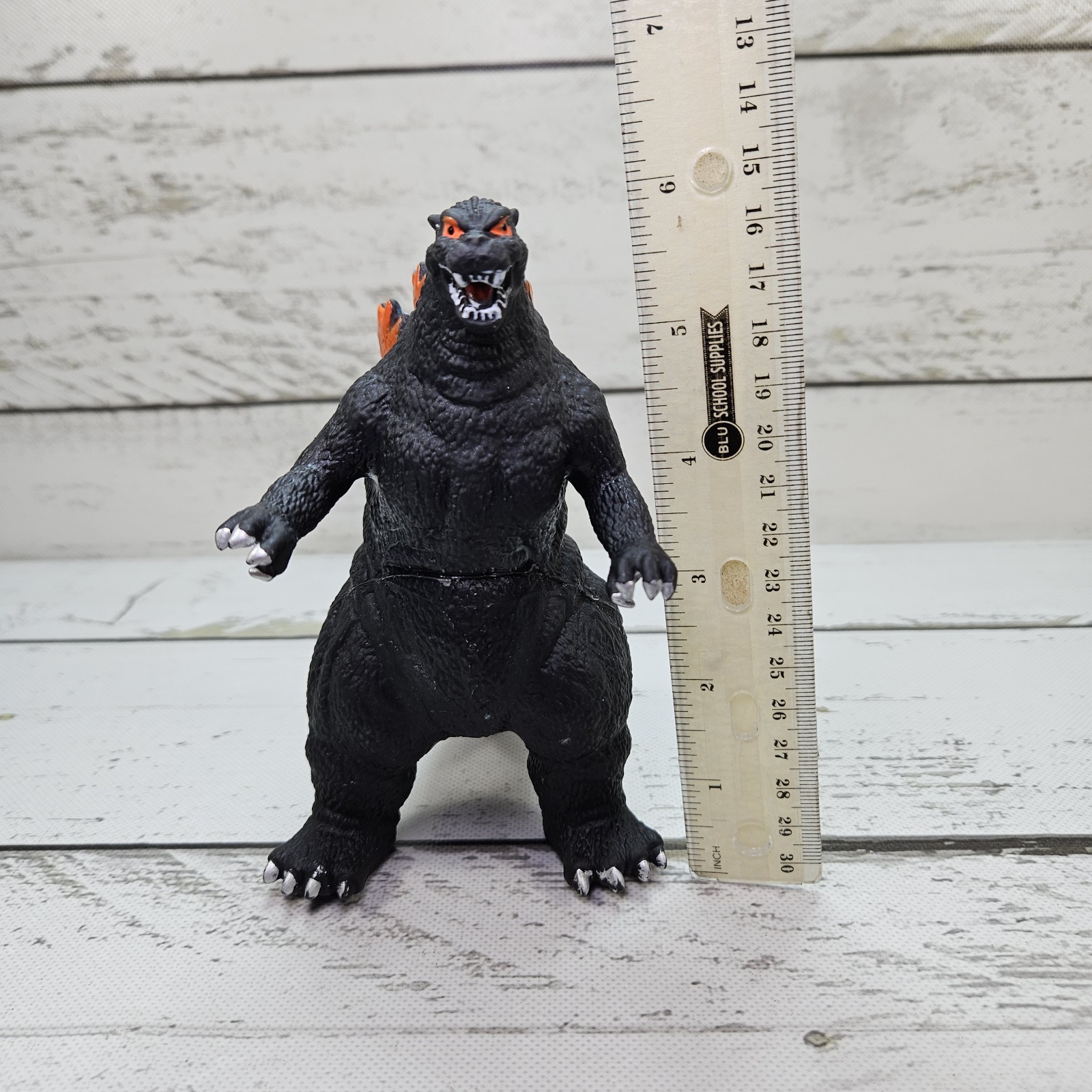 Soft Rubber Stuffed Godzilla Third Party Figure 6&Prime; Orange Blue Spikes Read