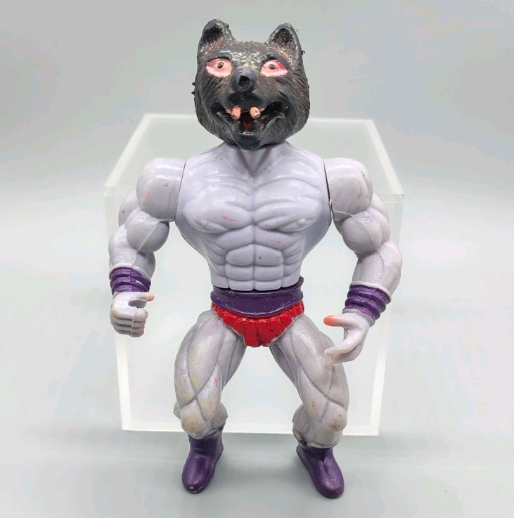 Vtg 80s Galaxy Heroes ANUBI Wolf Black Head Blue Body MOTU KO Action Figure Toy