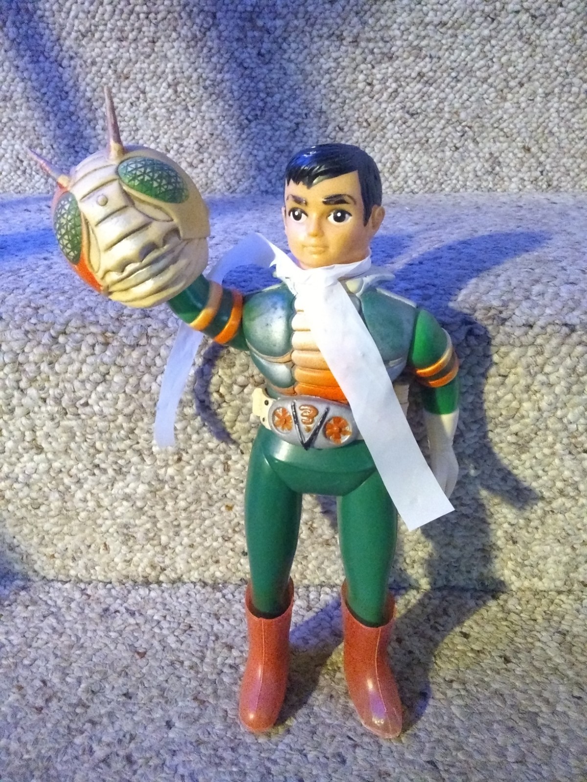 70&rsquo;s Kamen Rider Japan Soft Vinyl Bandai Popy 11&Prime; Figure w/Mask Belt Scarf VG