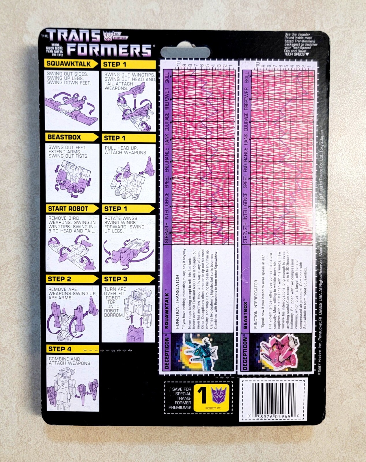 TRANSFORMERS G1 BEASTBOX & SQUAWKTALK IN US MOSC! DECEPTICON SOUNDWAVE CASSETTES