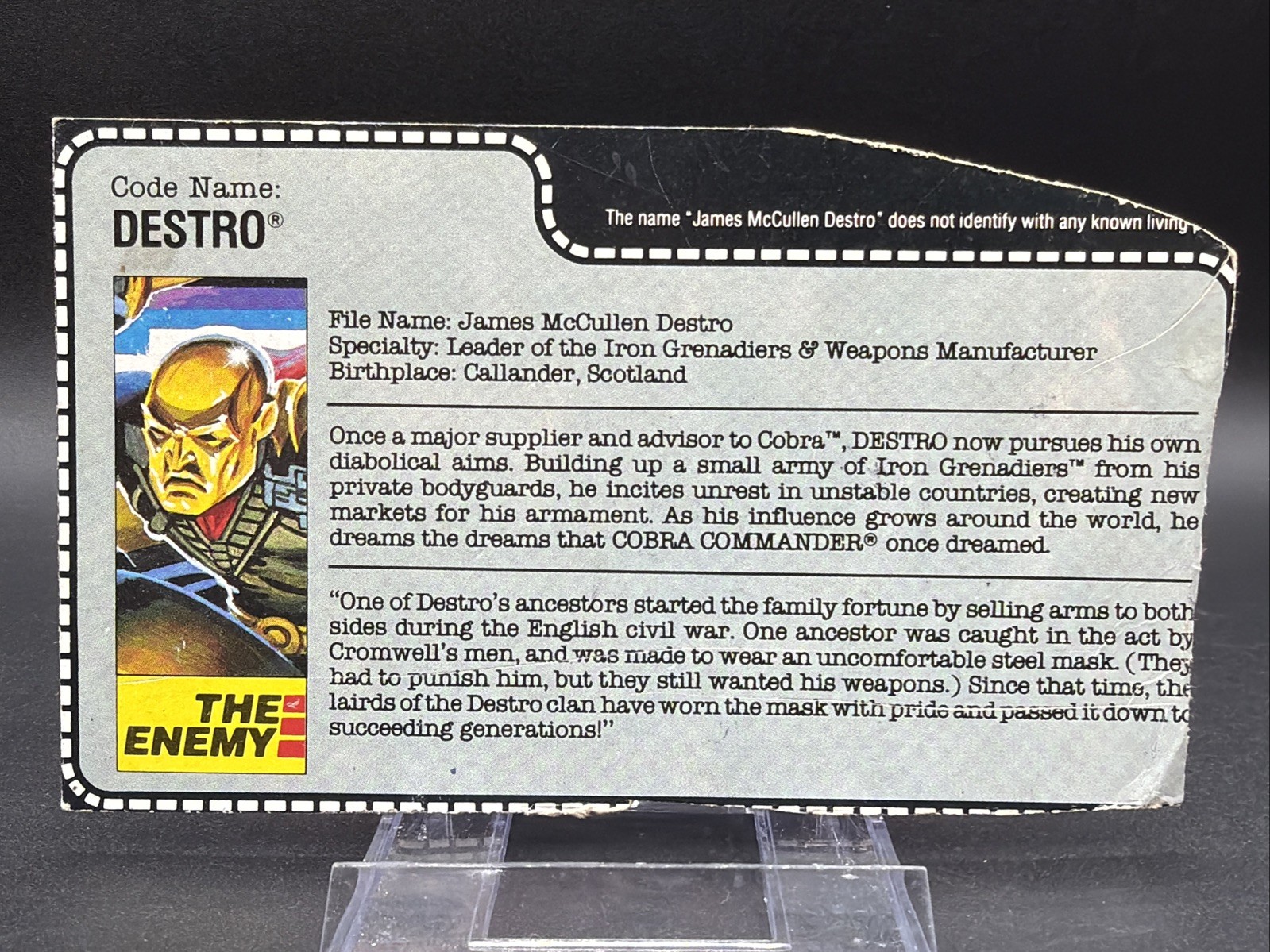 Vintage 1988 GI JOE ARAH Complete Code Name DESTRO w FILE CARD many more availab