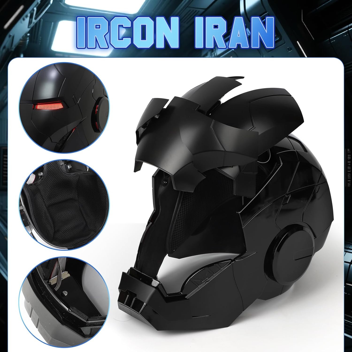 YONTYEQ Iron Man MK5 Helmet 1:1 Voice-controlled Wearable Prop Black Cosplay US