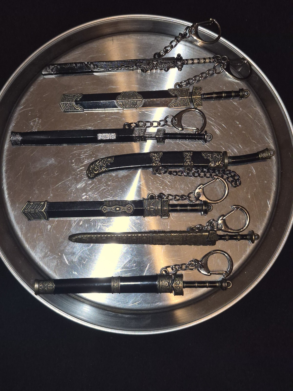 Set Of 7 Ancient Swords And Scabbards Model Keychain Accessory Set Brand New