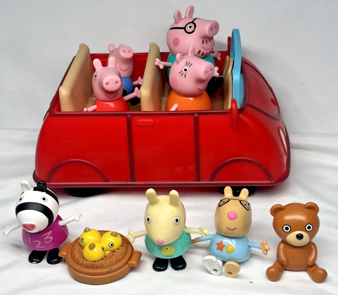2003 Peppa Pig Talking Red Family Convertible Car And 9 Figures