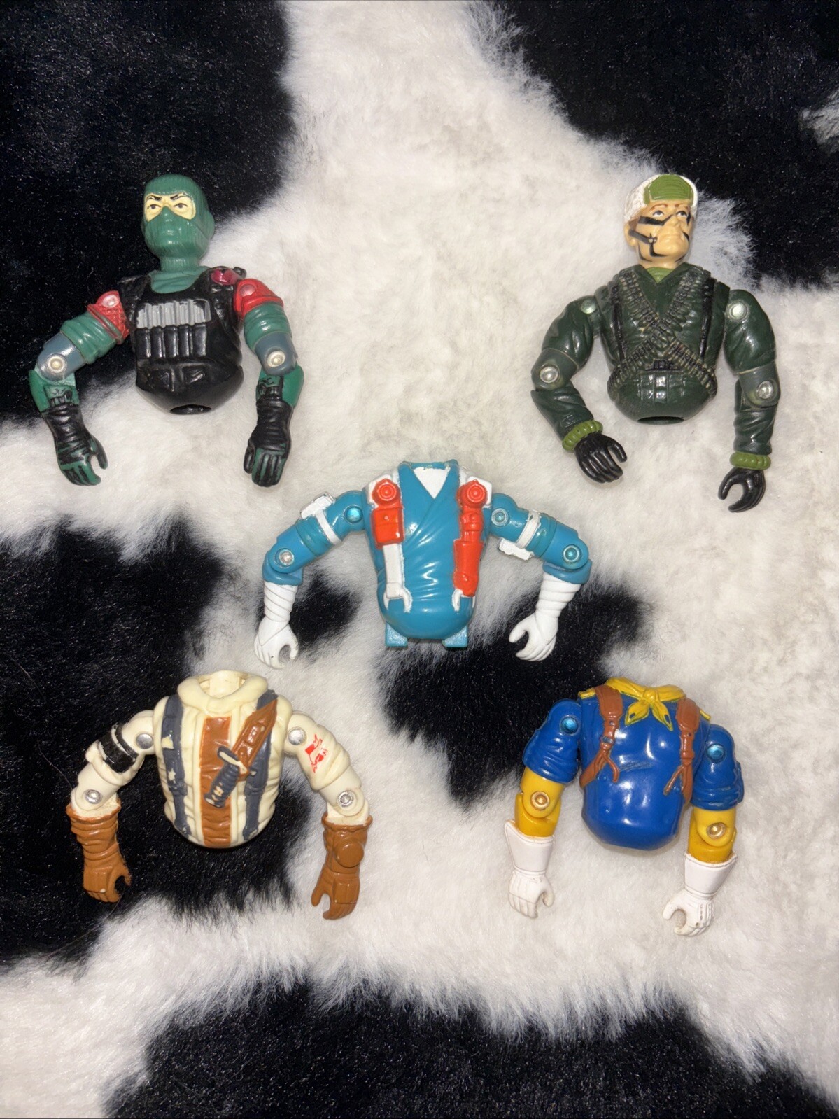 Vintage 80’s And 90’s GI Joe Torso Set Of 5 For Parts Two With Heads
