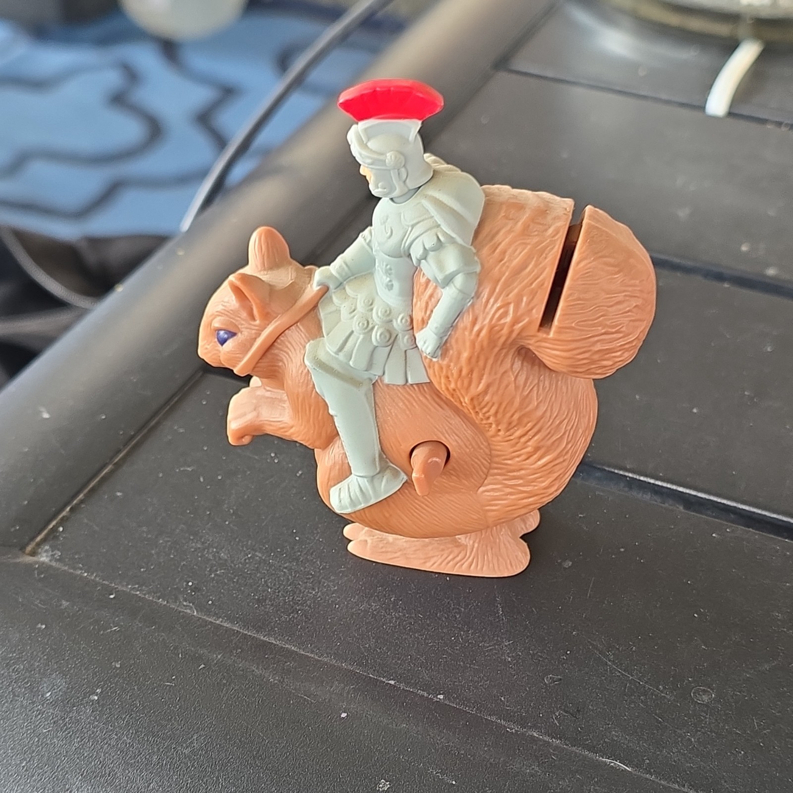 Roman Soldier Warrior Riding Squirrel Action Figure Plastic Brown Gray Red