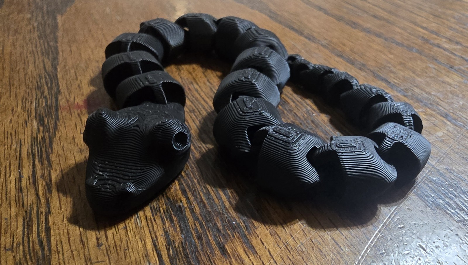 3D Printed Articulated Snake – Flexible Fidget Toy – Desk Pet – Black 9.5-Inch