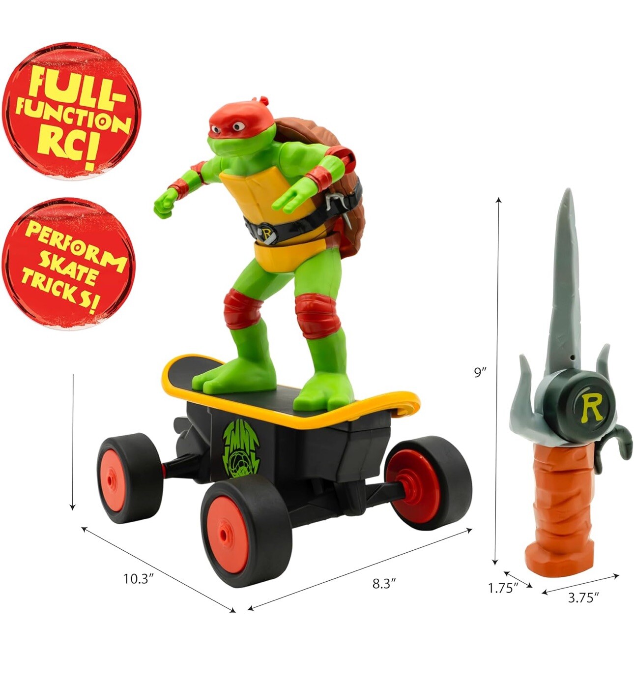 Raphael Cowabunga Skate RC – Imitates Real Skate Tricks – 2.4 Ghz Remote Control