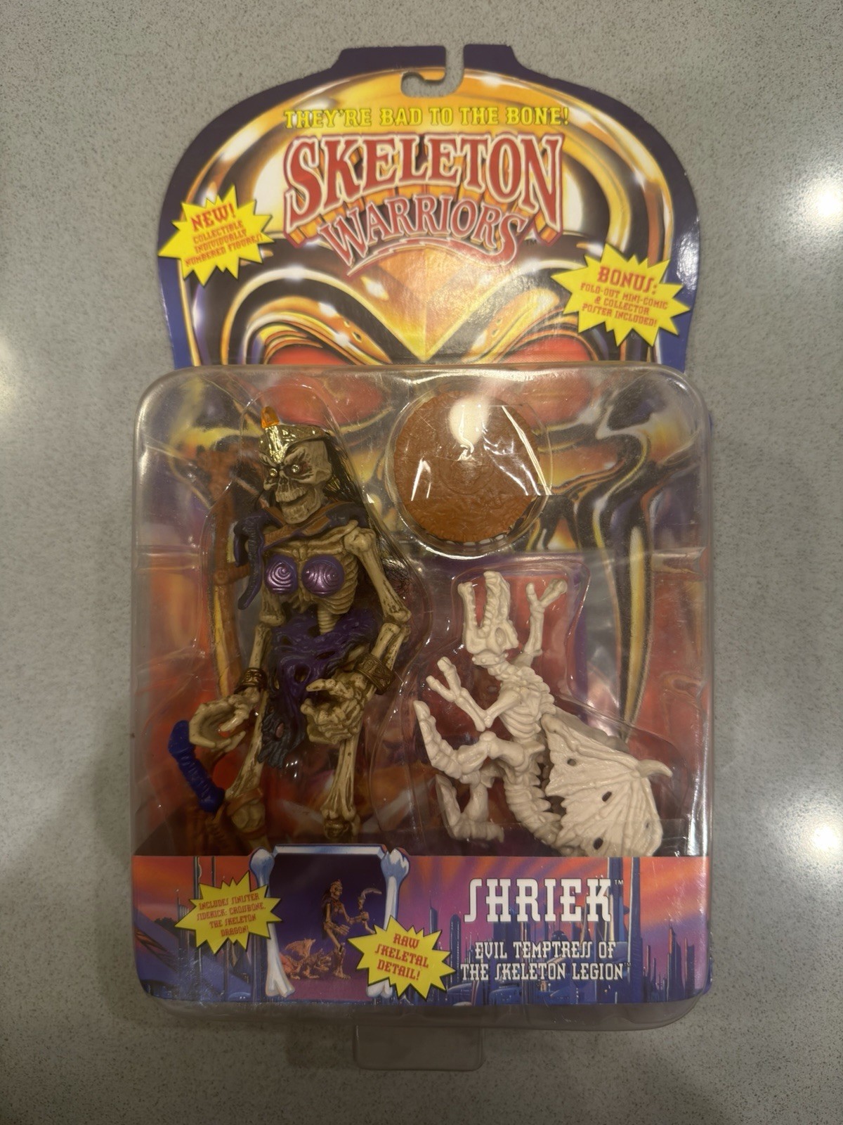 Vintage 1994 Playmates Skeleton Warriors Shriek Action Figure Sealed New