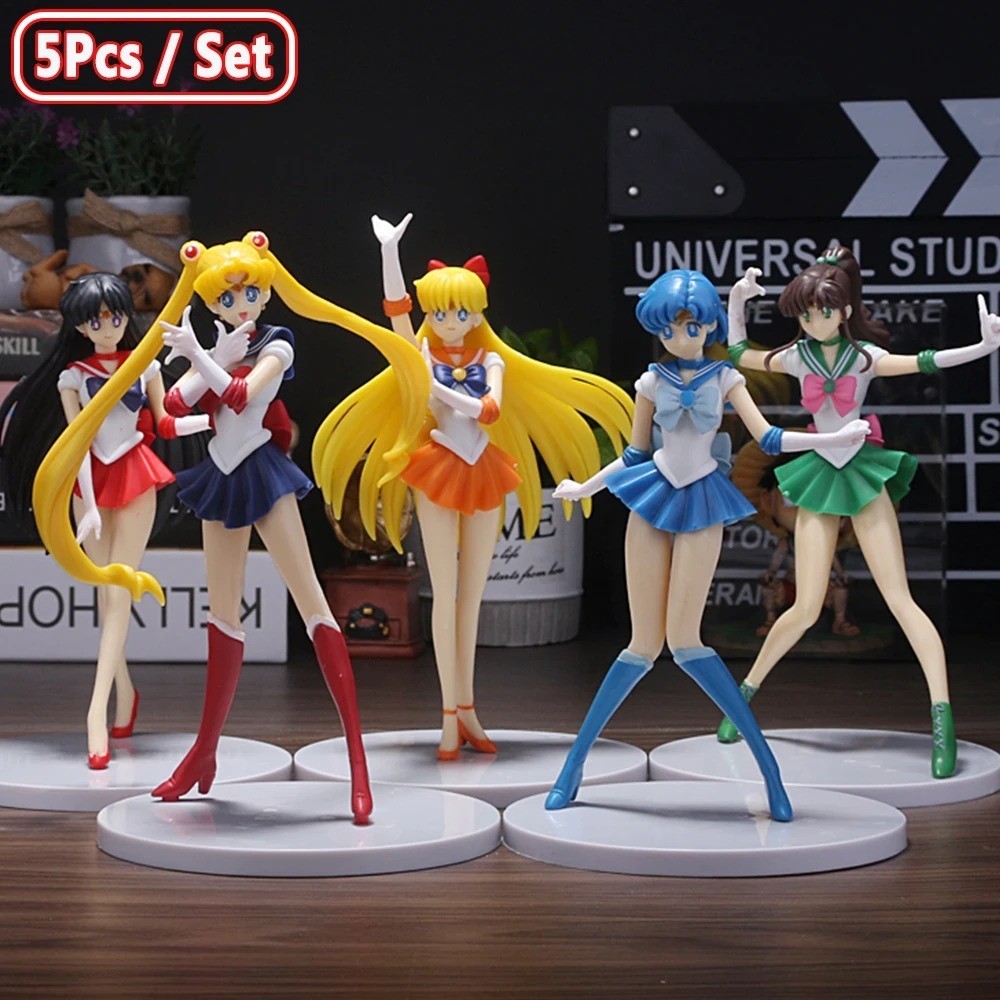 5PCS Sailor Moon Anime Figure Set Usagi Rei Ami Minako PVC Action Dolls USA