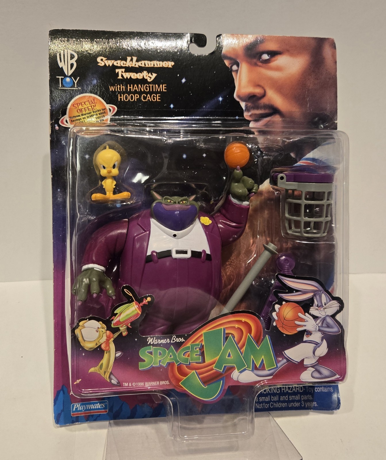 Vintage 1996 Playmates Space Jam Swackhammer and Tweety Bird Action Figure Set