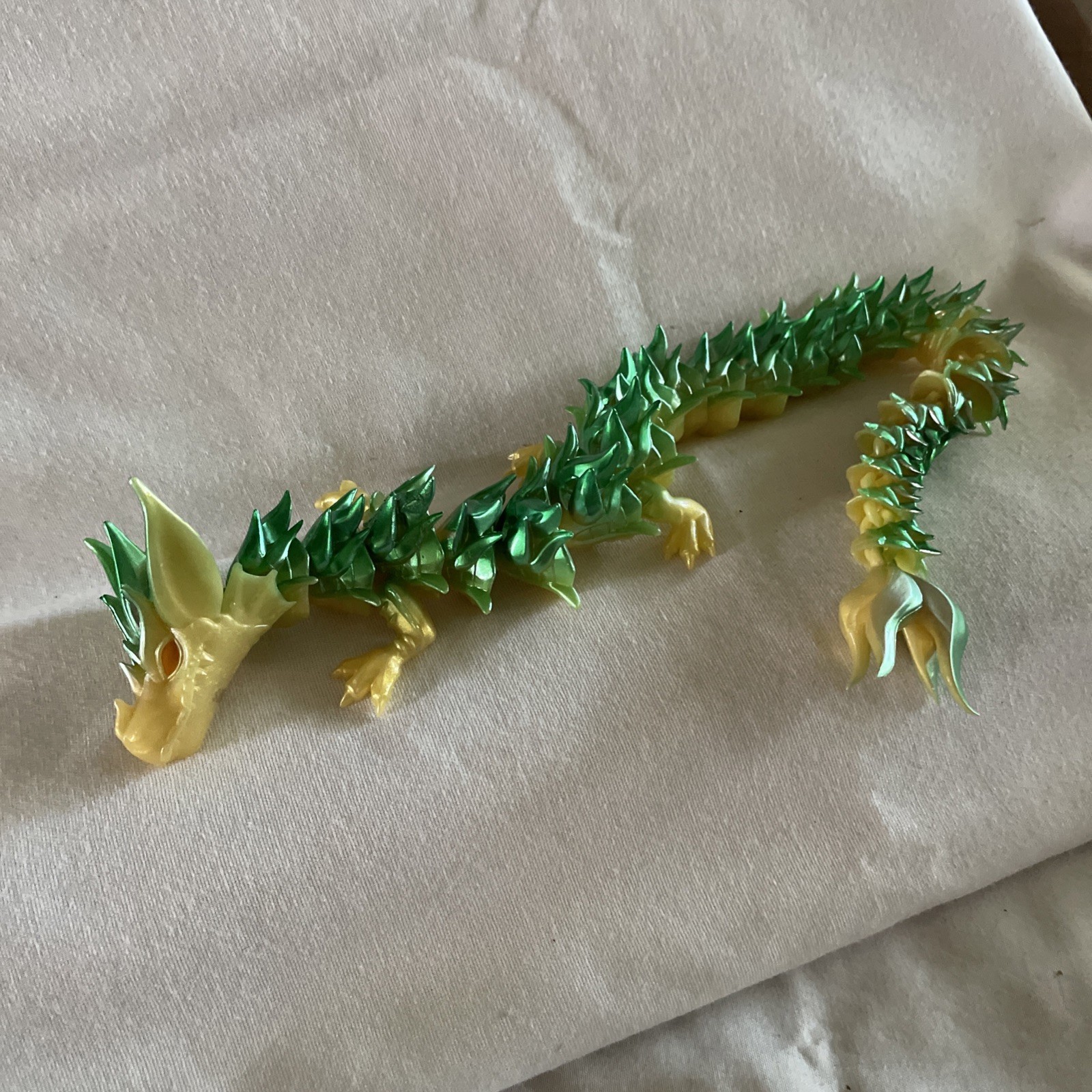 Crystal Dragon Articulated Fidget Toy Green Yellow 12&Prime;