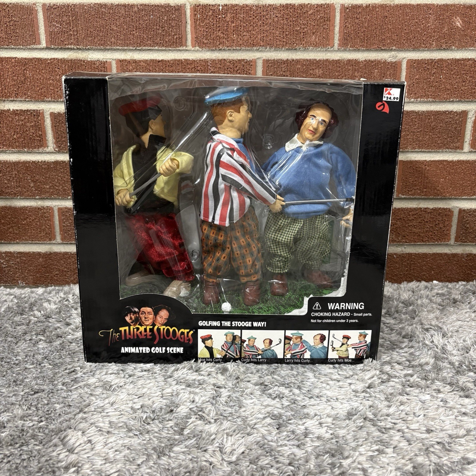 VTG NIB Original Three Stooges Animated Golf Scene Collectible Figures Works Dad