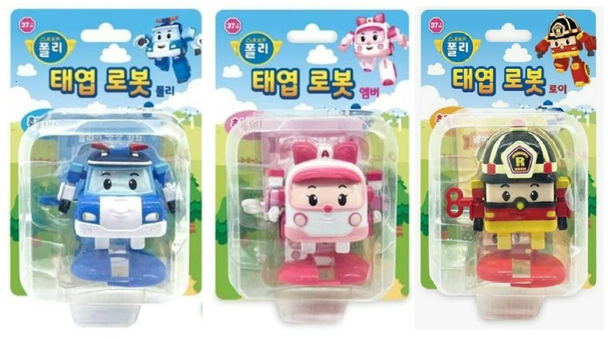 Robocar Poli Clockwork Robot Rescue Team 3 Set Amber Roy Poli Baby Figure Toy