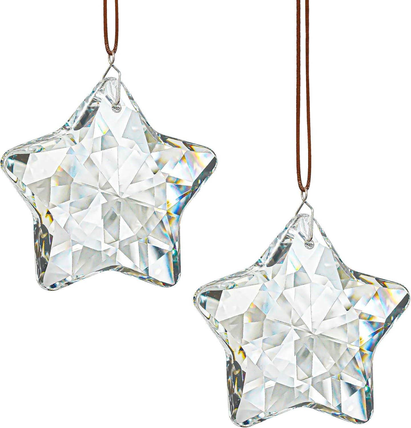 2 Pcs 2&Prime; Crystal Sun Catcher Prisms for Windows Star Chandelier Crystals Clea…