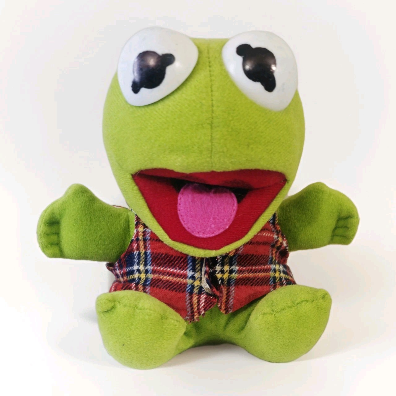 Vintage 1986 McDonald&rsquo;s Jim Henson&rsquo;s 6” Baby Kermit The Frog Plush Plaid Vest