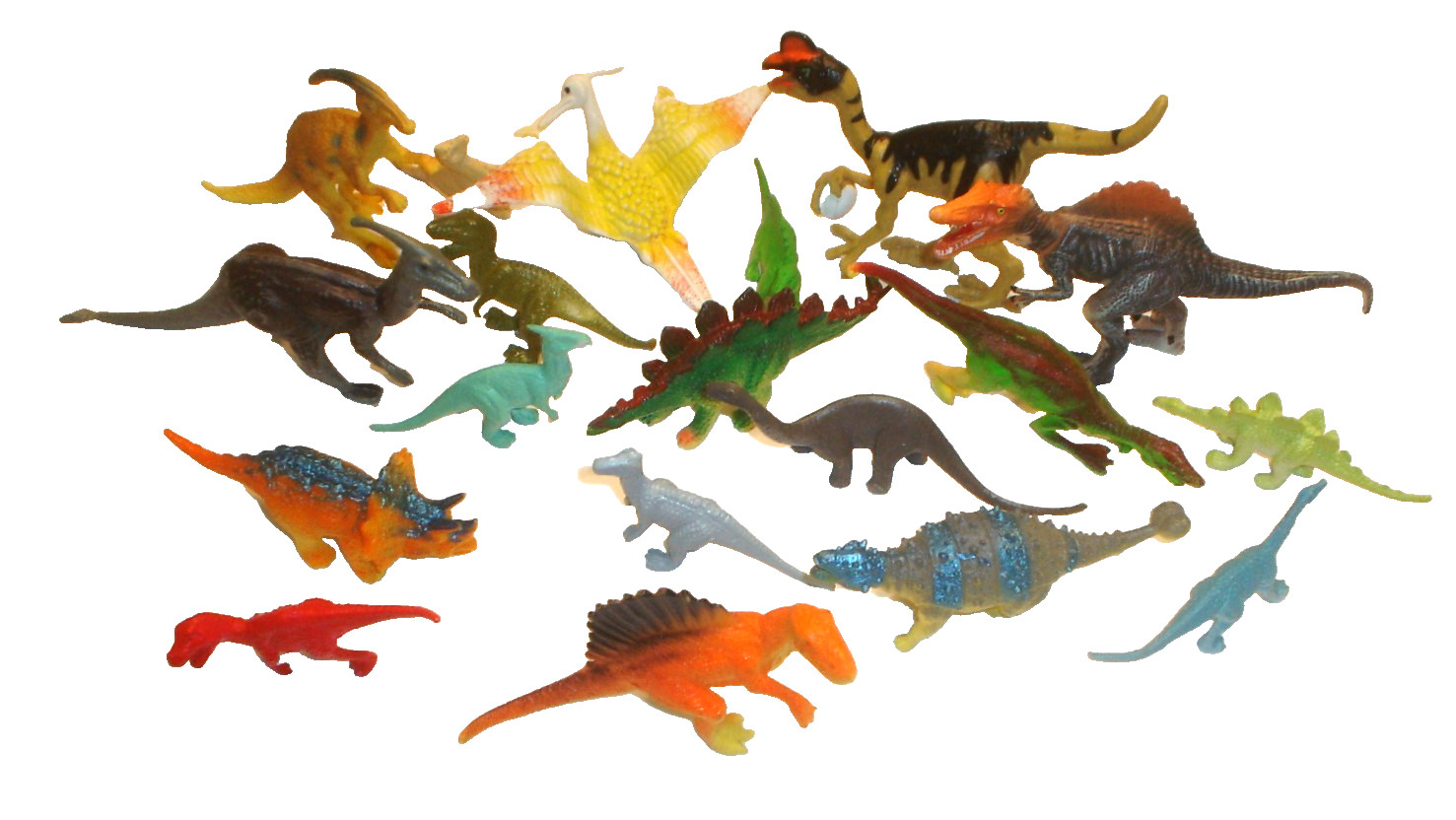 Lot of 19 Miniature Plastic Dinosaurs Various Brands & Sizes