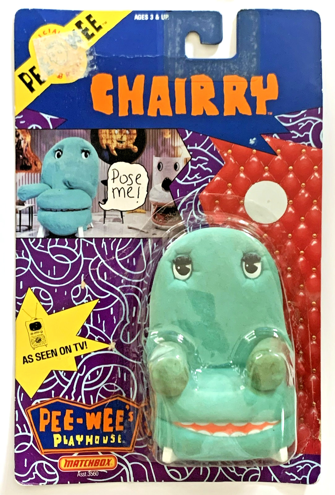 1988 Pee-Wee Herman Playhouse « CHAIRRY » 6&Prime; Action Figure Matchbox Sealed READ