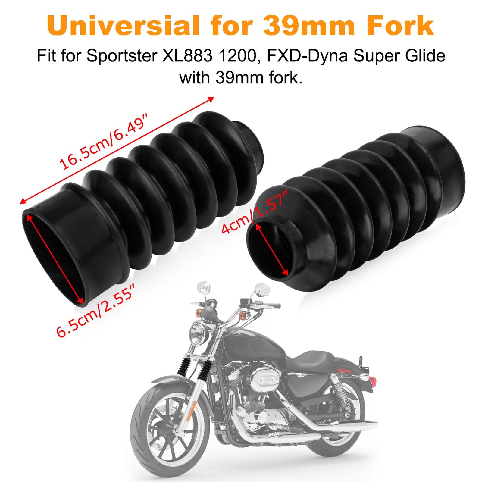 39mm Motorcycle Front Fork Covers Guards Rubber Gaiters Gators Shock Boots Sh…