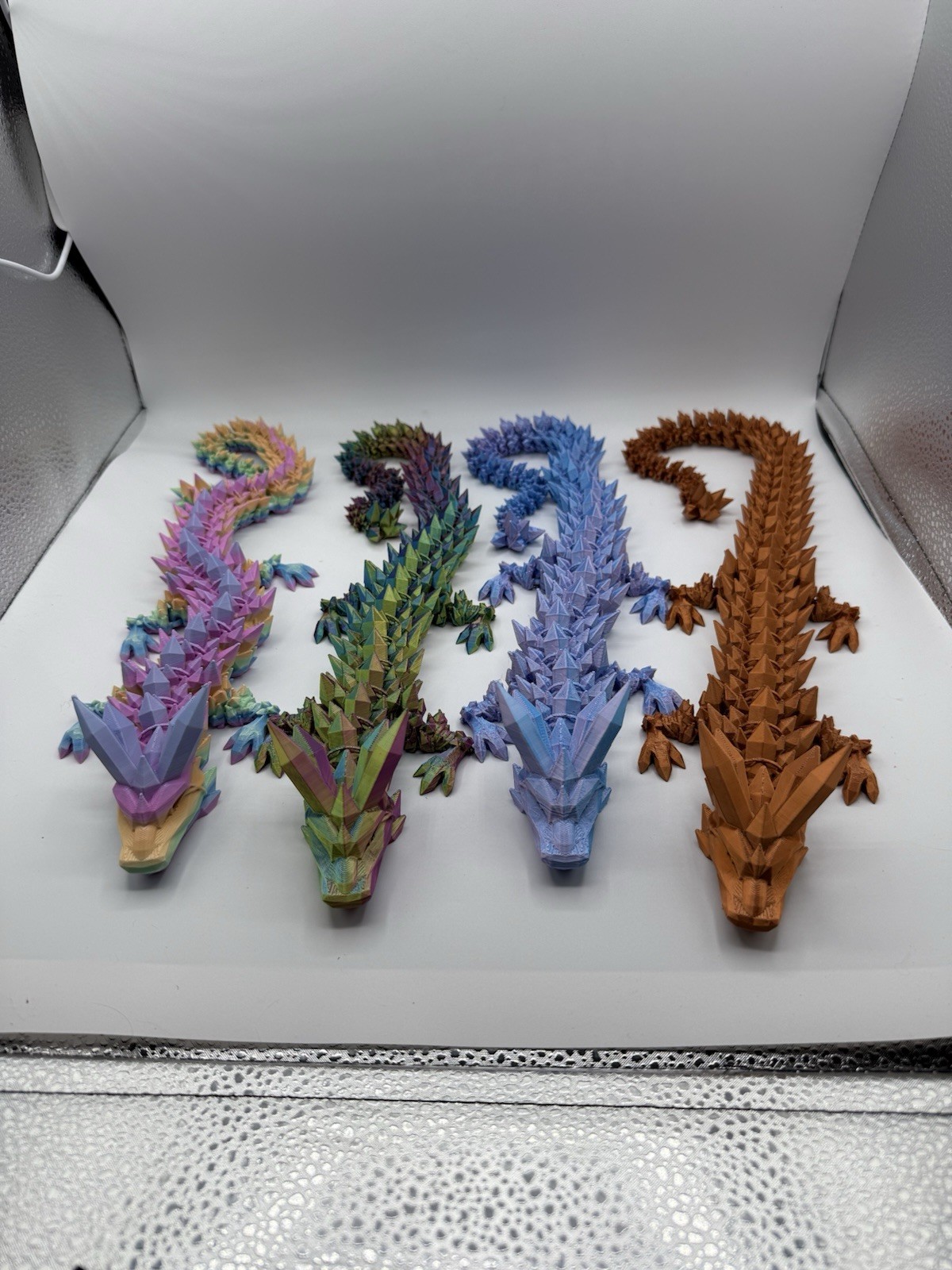 3D Printed Crystal Dragon 21” 60cm Articulated Fidget Toys, Red Gold