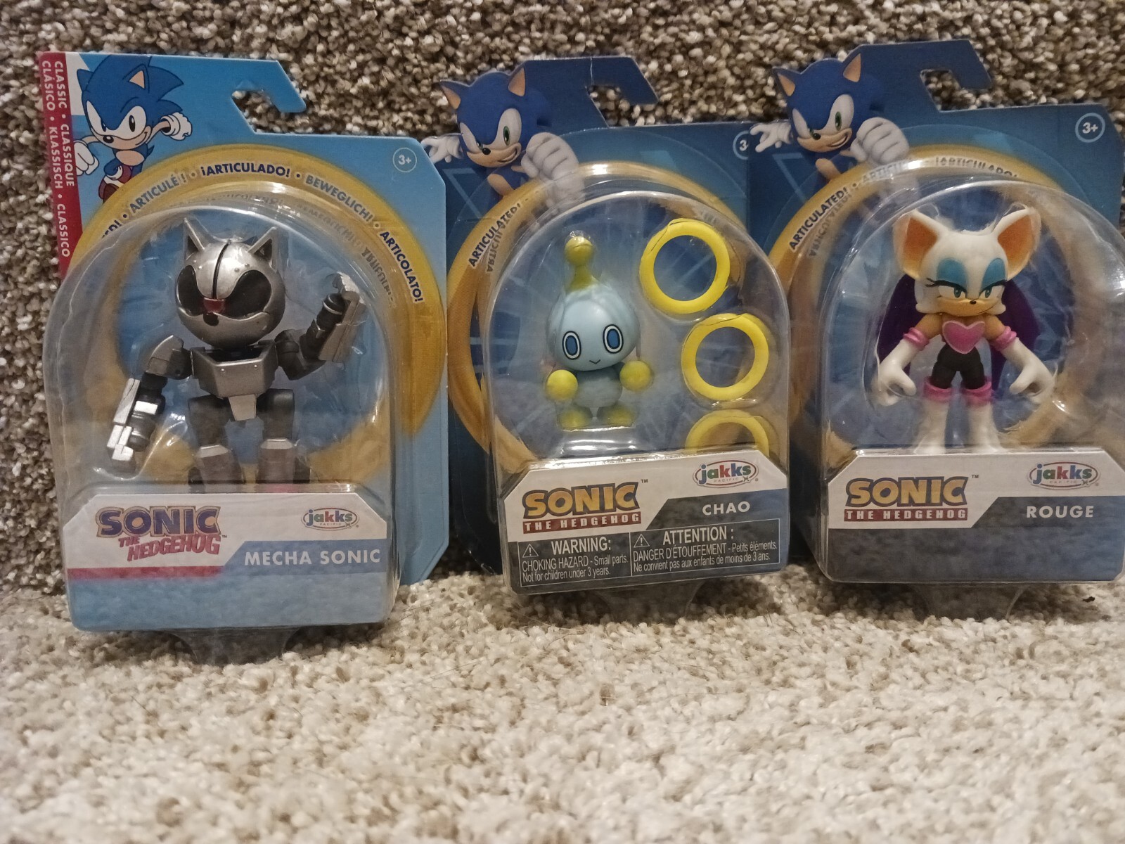 Sonic the Hedgehog Chao, Mecha Sonic, Rouge Jakks 2.5&Prime; Action Figure Lot of 3