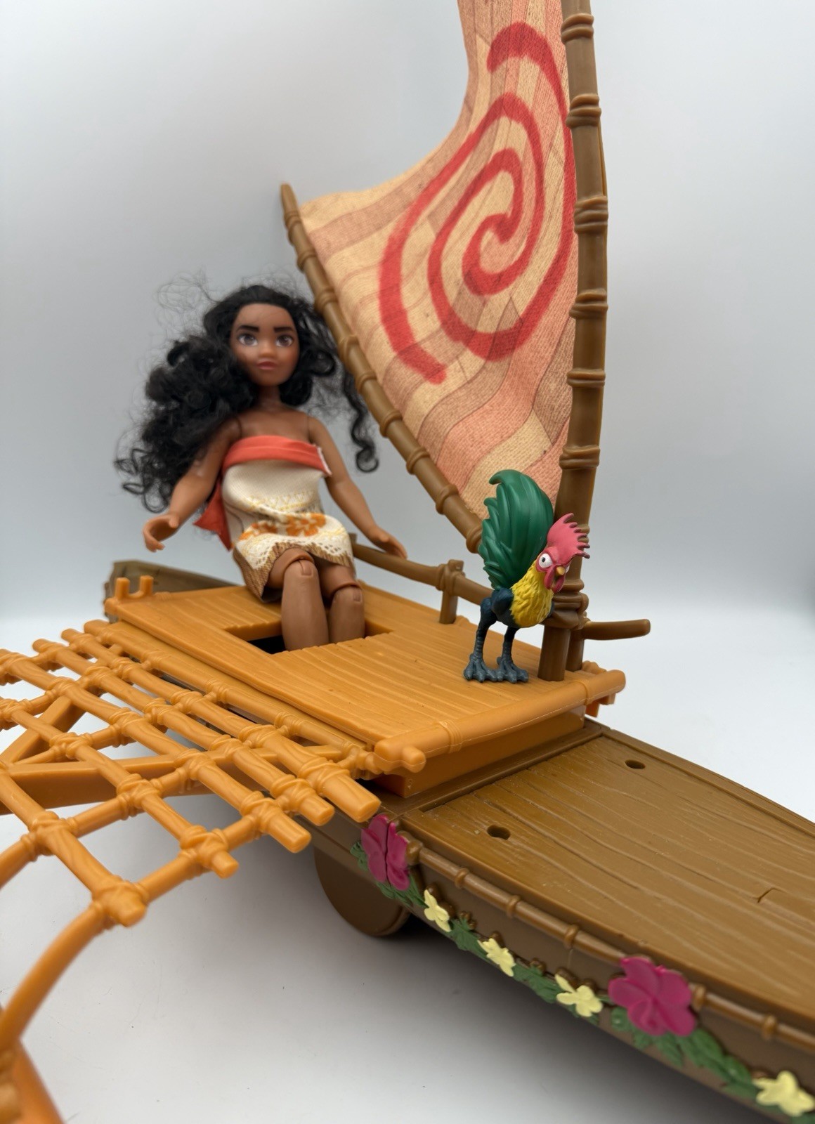 Disney Moana Starlight Canoe 18&Prime; Rolling Sail Boat Projector Works TESTED (Read)