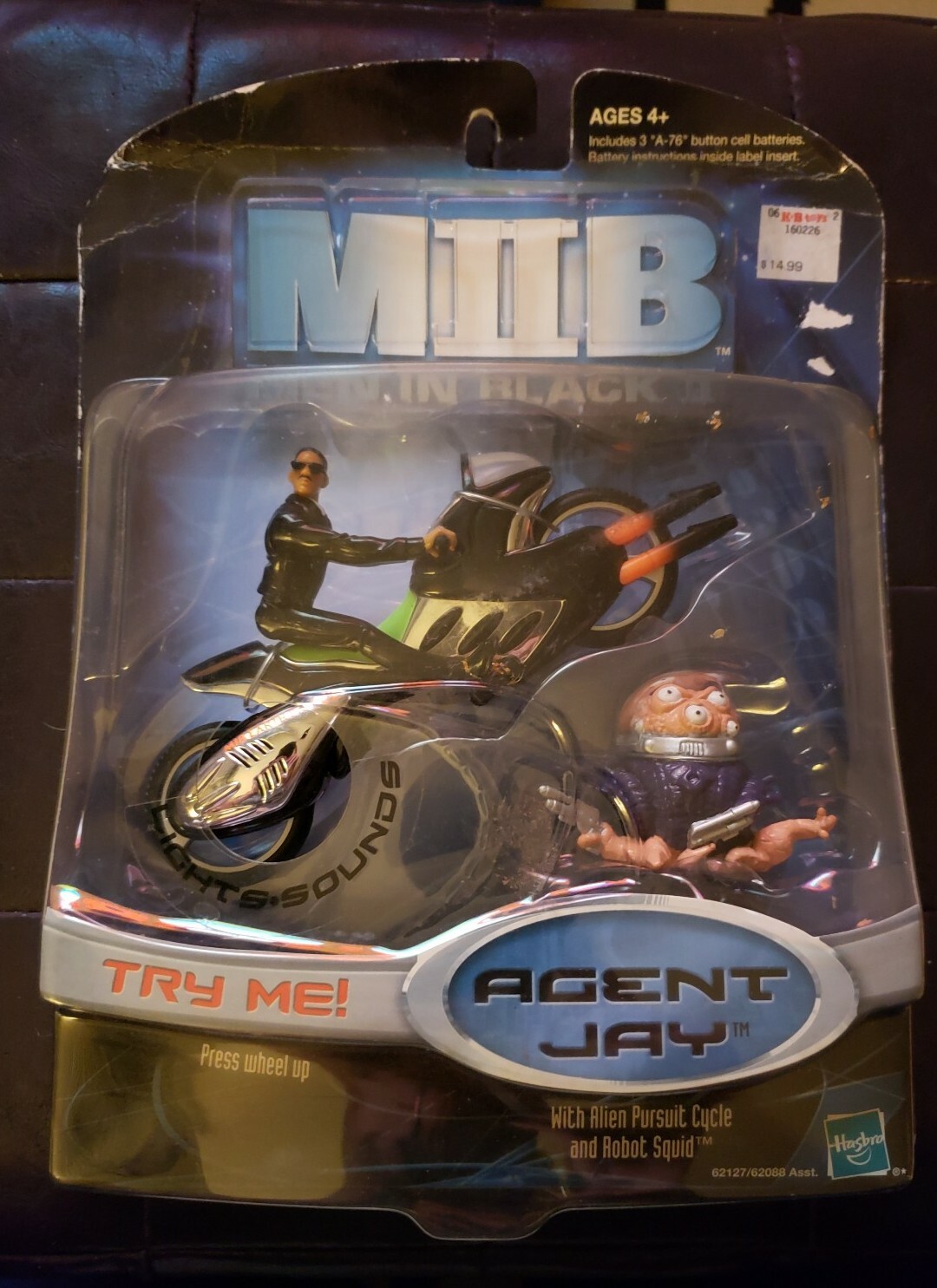 Men in Black II MIB 2 Agent Jay J Alien Pursiut Cycle Robot Squid 2002 Hasbro