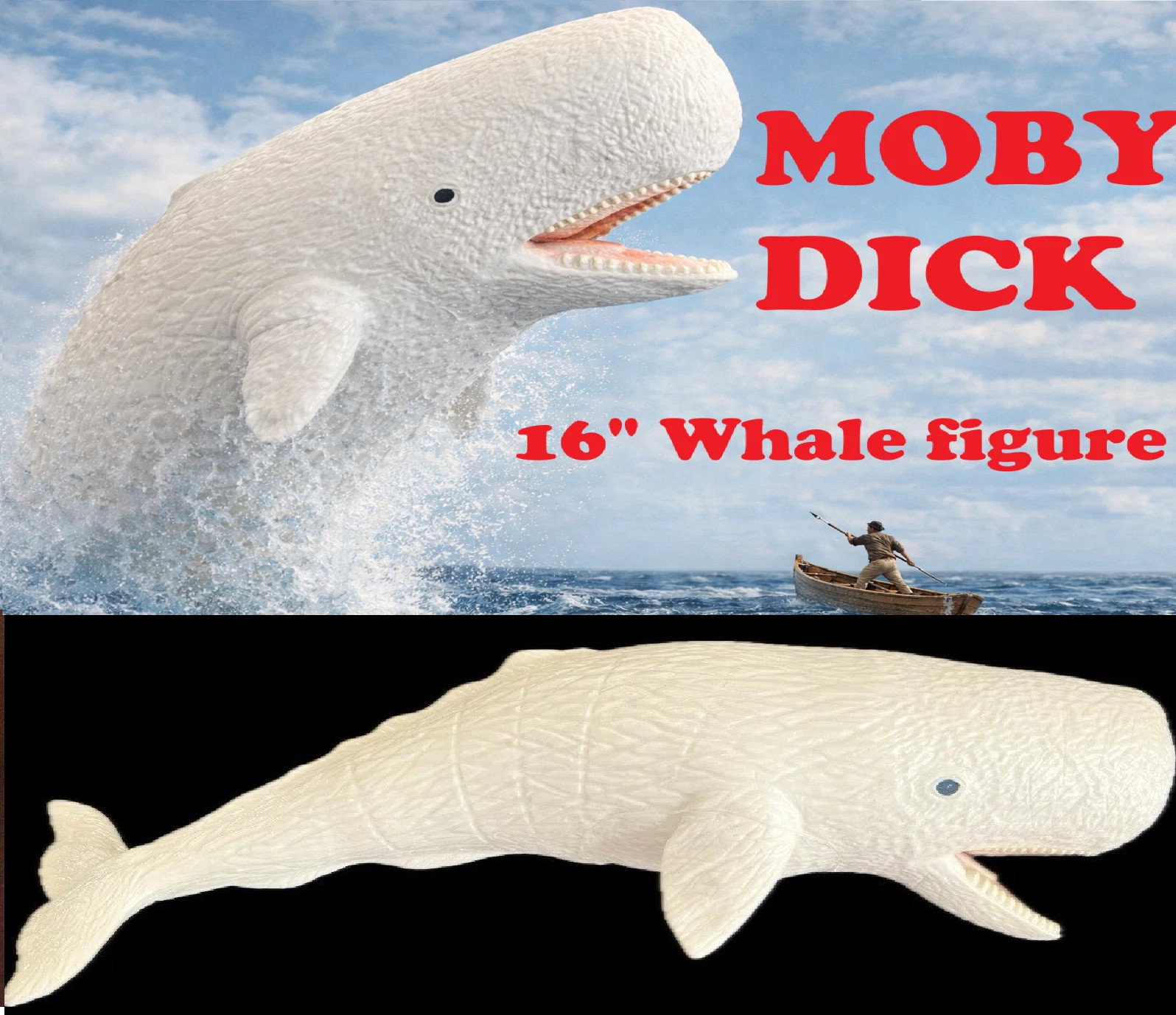 16&Prime; MOBY DICK figure vinyl White Whale safari animal action planet ocean jaws