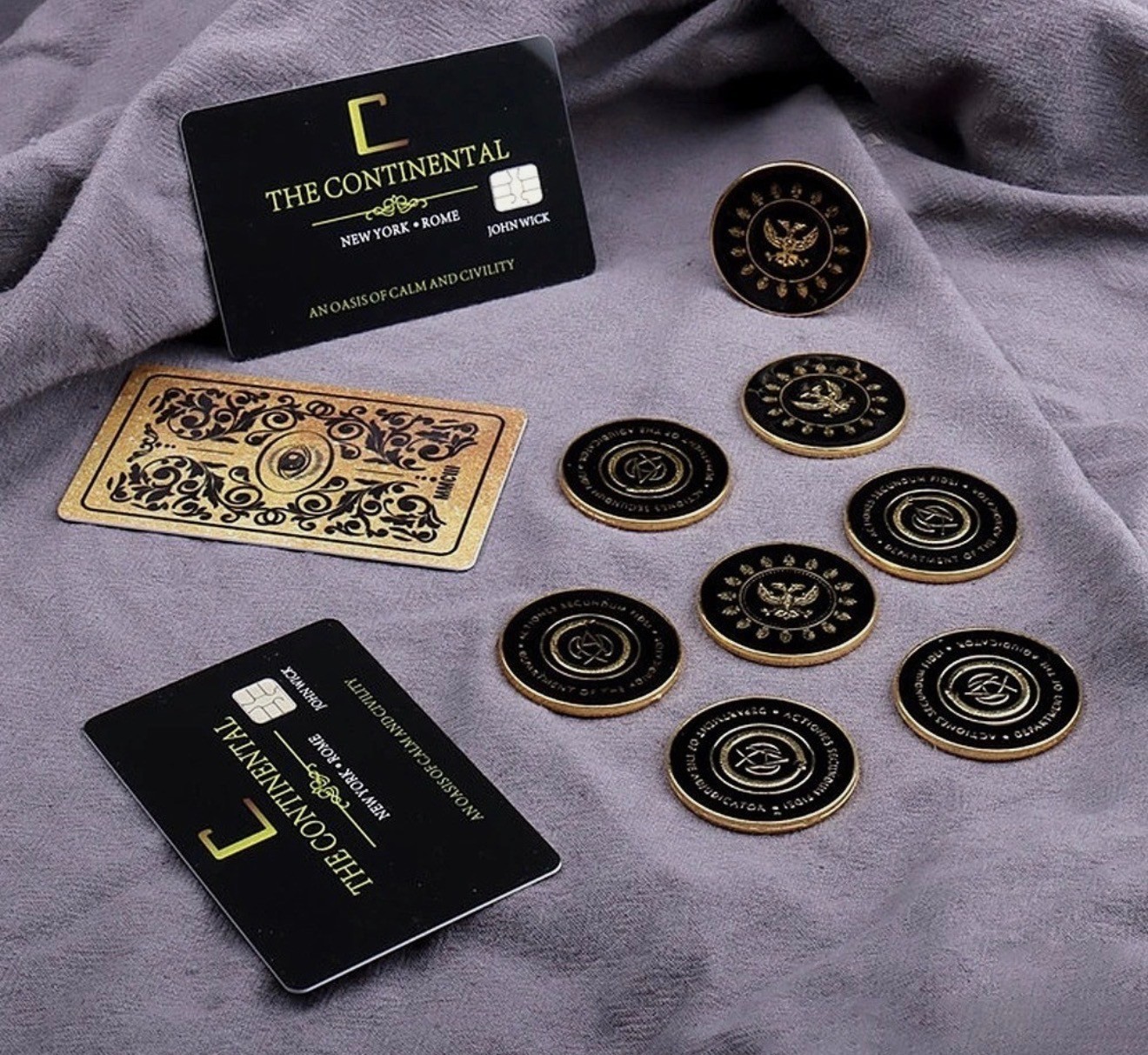 JOHN WICK CONTINENTAL ADJUDICATOR GOLD COINS HOTEL CARD COLLECTORS COSPLAY PROP
