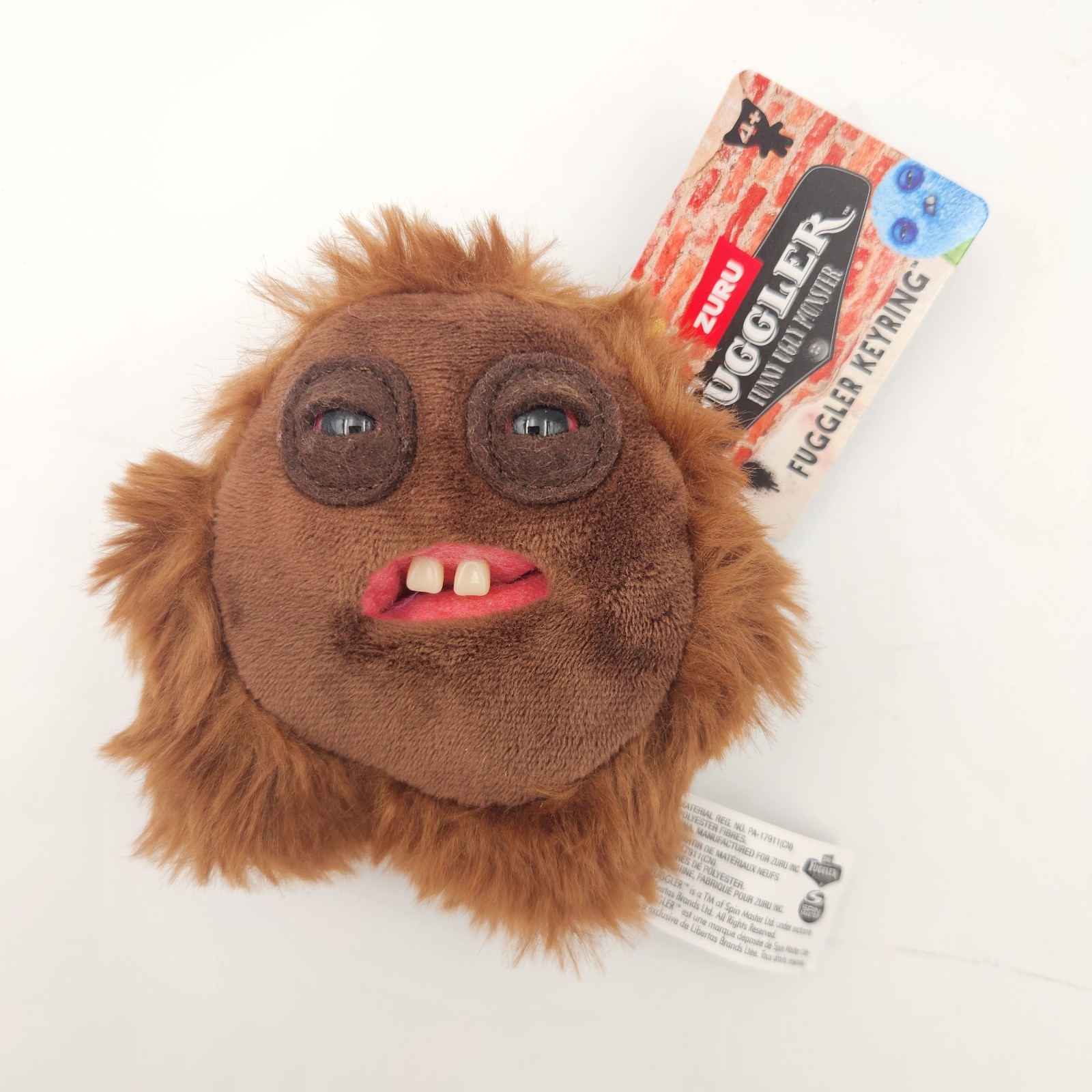 Fuggler 5&Prime; Funny Ugly Monster Keyring Hedge Grog- Brown Zuru NEW W TAGS Clip On
