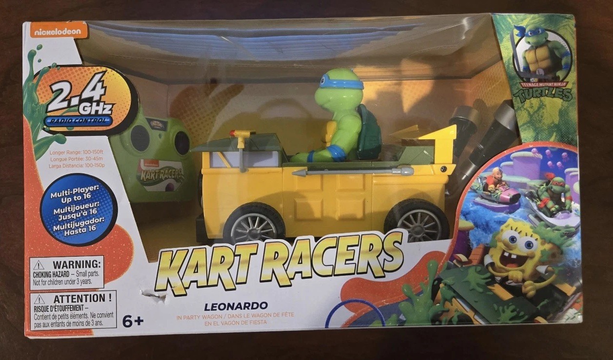 Teenage Mutant Ninja Turtles 2.4 GHz RC Kart Racers Leonardo in Party Wagon New