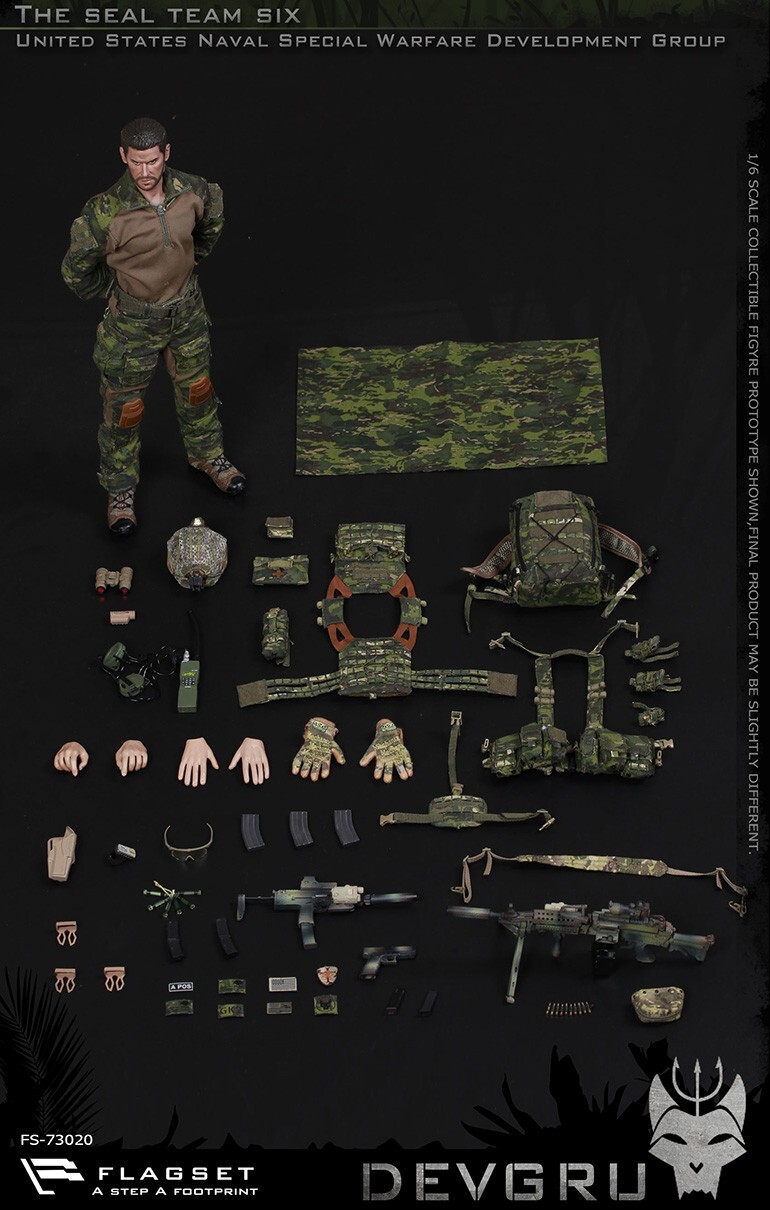 1:6 Flagset DEVGRU Jungle Dagger Multicam Tropic Camo Pistol Ammo Mag Pouch