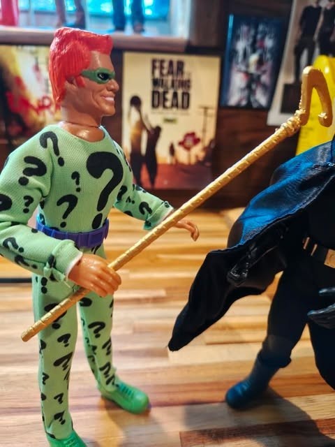Custom Batman and Riddler 8 inch figures built on Mego body parts