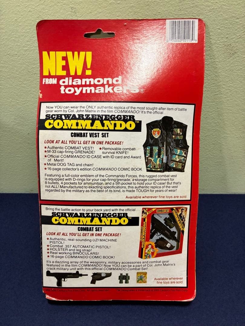 Diamond Toymakers Commando Schwarzenegger Figure Vintage 1985 w/Box Unopened