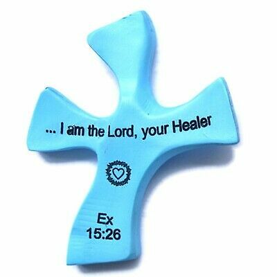 Blue Resin Healing Cross – complete Package with Prayers and Certificate (4.5 x