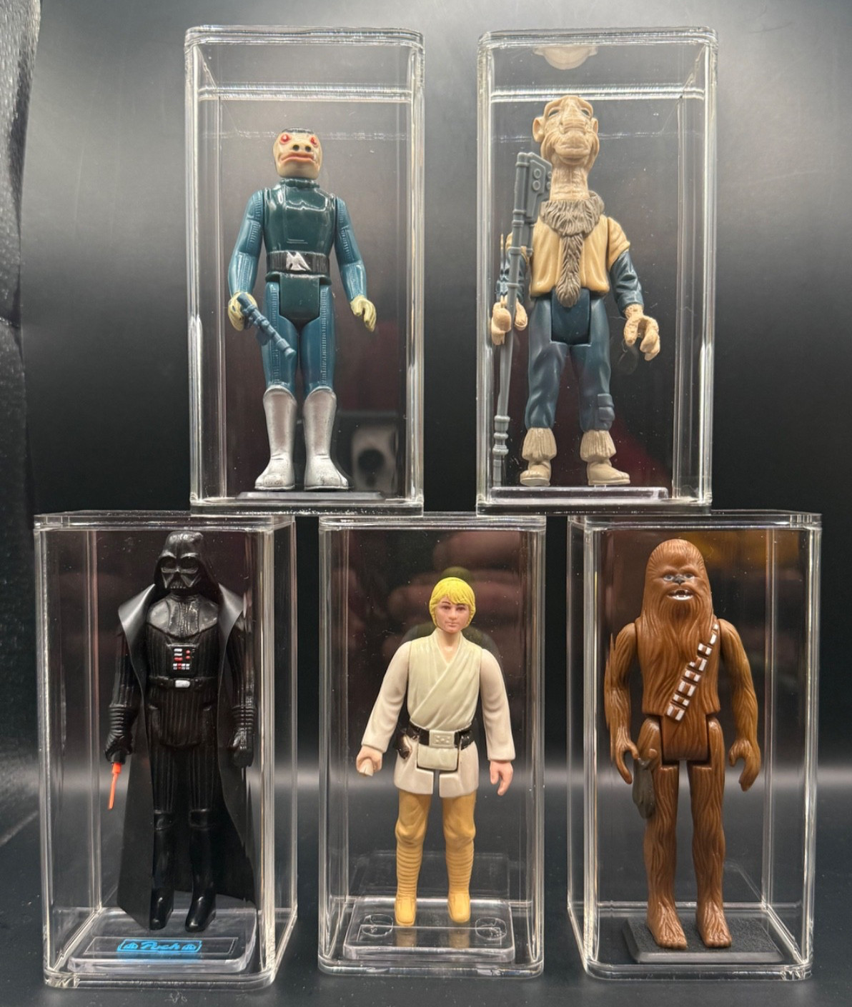 Lot of 5 Acrylic Display Case Vintage Original STAR WARS Loose Figure