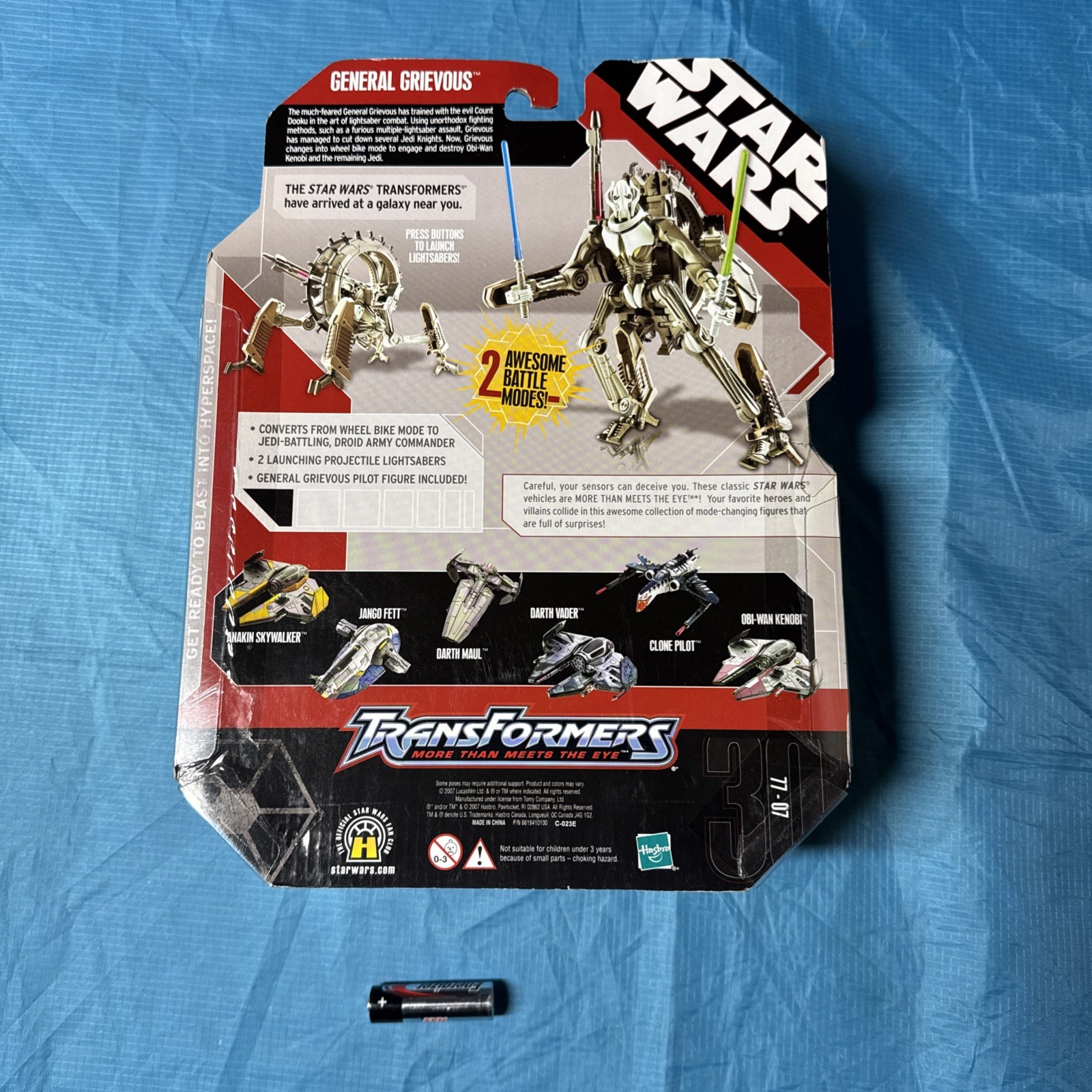 2007 Star Wars Transformers General Grievous Wheel Bike with Spin Disk NISB