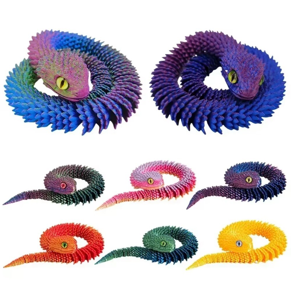 24&Prime; 3D Printed Animals Snake Viper Snake Flexible Snake Fidget Toys Desk Decor