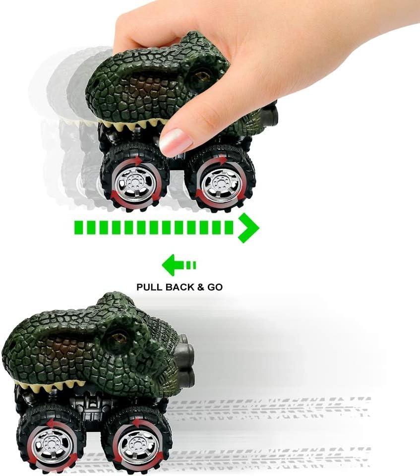 Fun & Educational 4 Pack Dino Pull Back Cars – Perfect Birthday Gifts for Boys